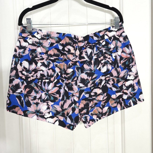 J Crew Womens Shorts Blue Pink Hibiscus Floral High Rise Linen Chino Size 10 M - Picture 2 of 7